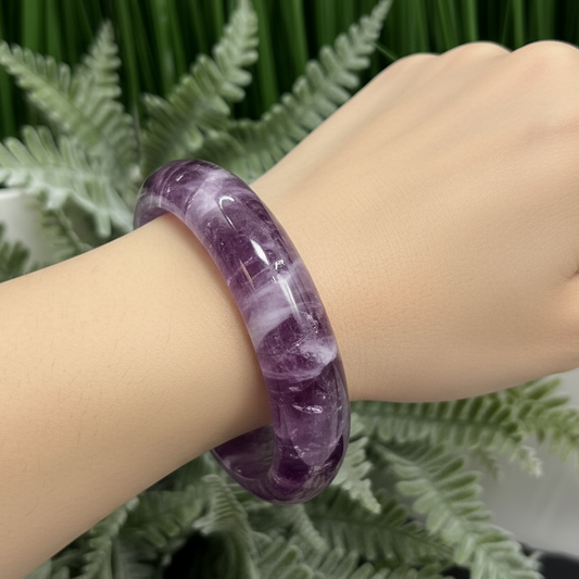 Lepidolite Purple Mica Bangle Wearable Crystal 59mm Diameter