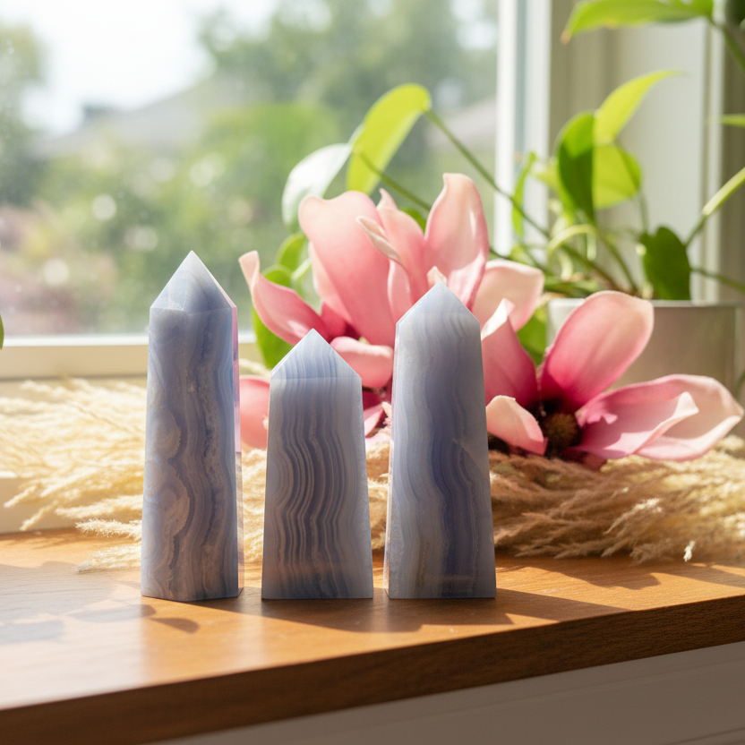 Blue Lace Agate Towers Points Crystal Generators YOU CHOOSE