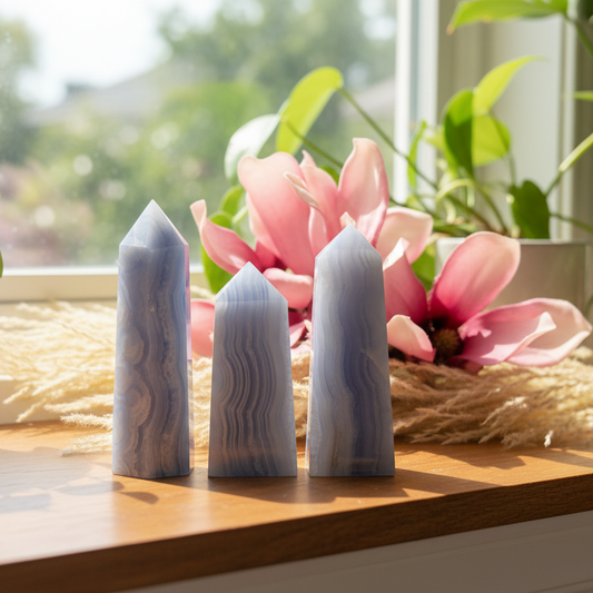 Blue Lace Agate Towers Points Crystal Generators YOU CHOOSE