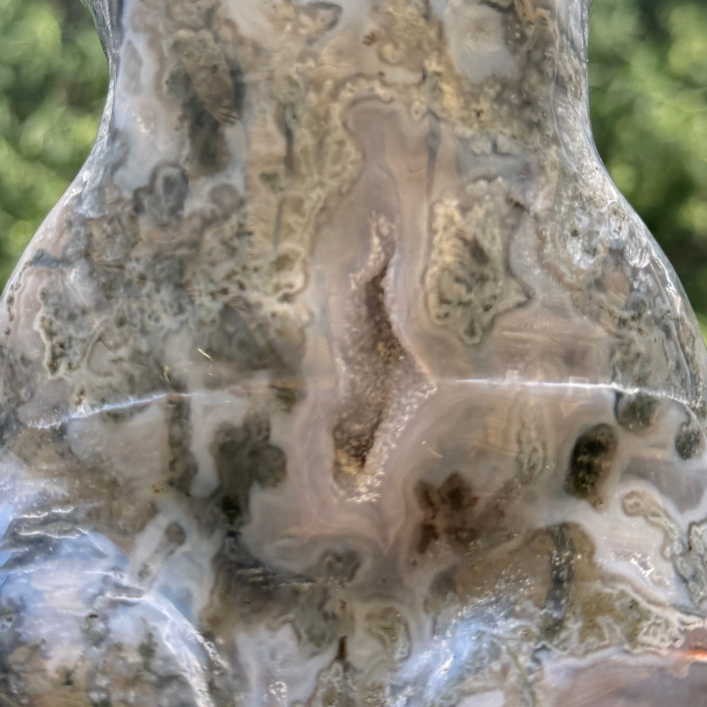 Moss Agate Large Female Torso Body Crystal Lady Carving 1422g
