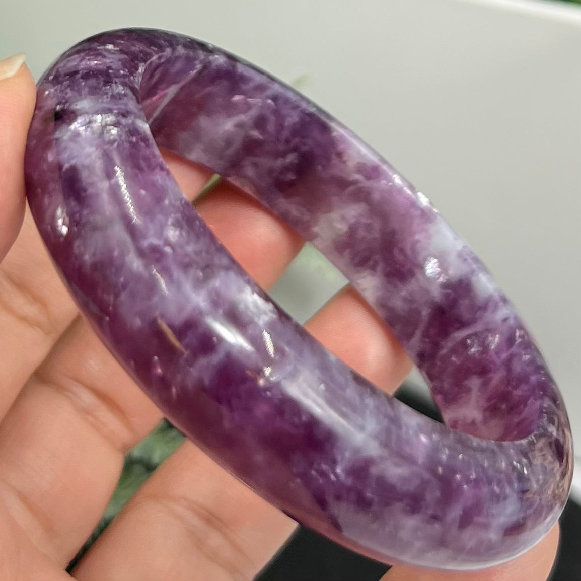 Lepidolite Purple Mica Bangle Wearable Crystal 58mm Diameter