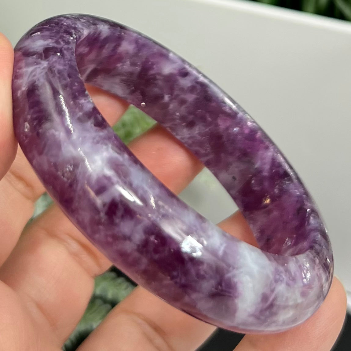 Lepidolite Purple Mica Bangle Wearable Crystal 58mm Diameter