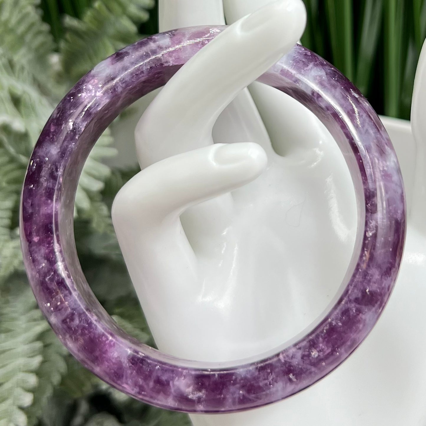 Lepidolite Purple Mica Bangle Wearable Crystal 58mm Diameter
