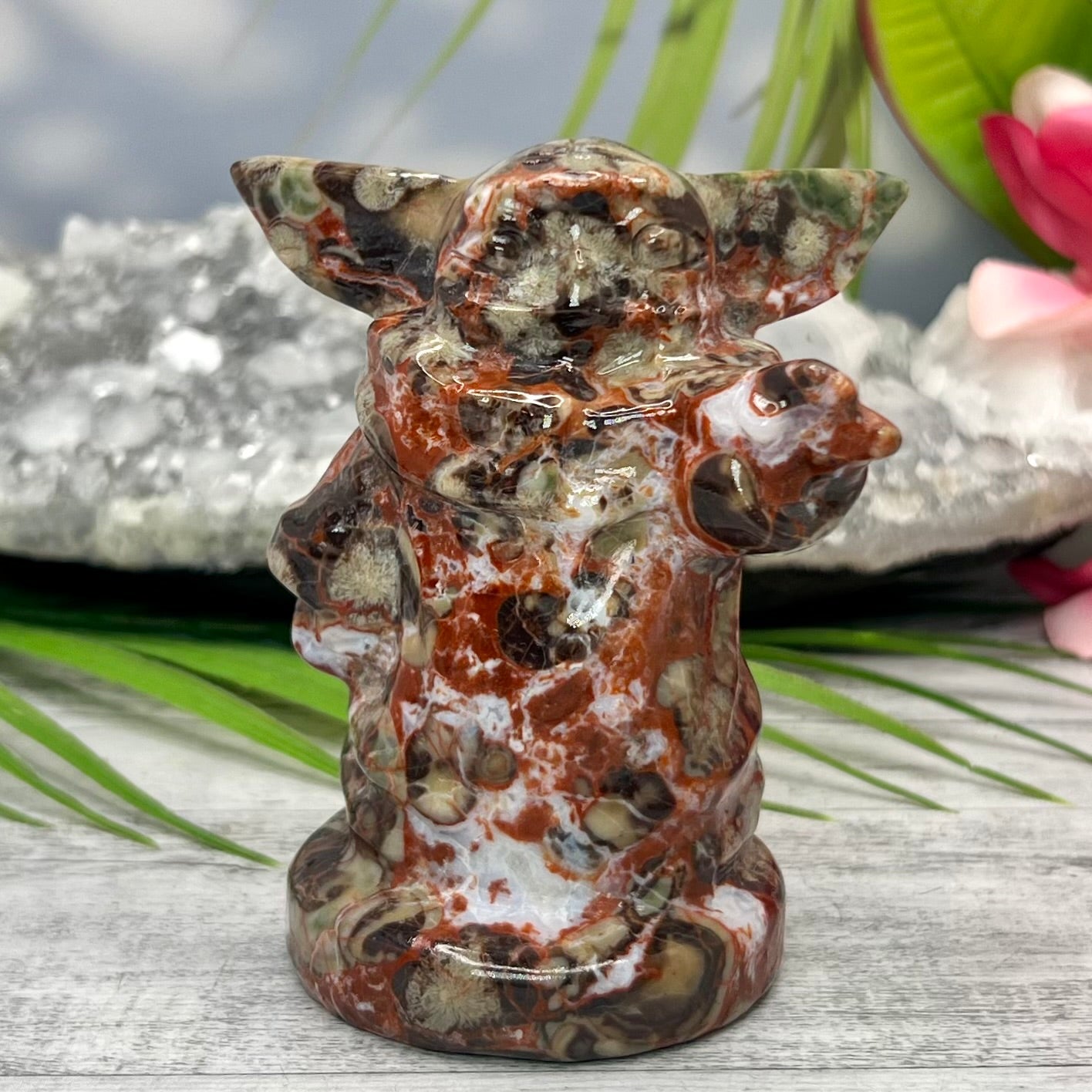 Indonesia Agate Star Wars Crystal Yoda Quartz Carved 366g 105mm