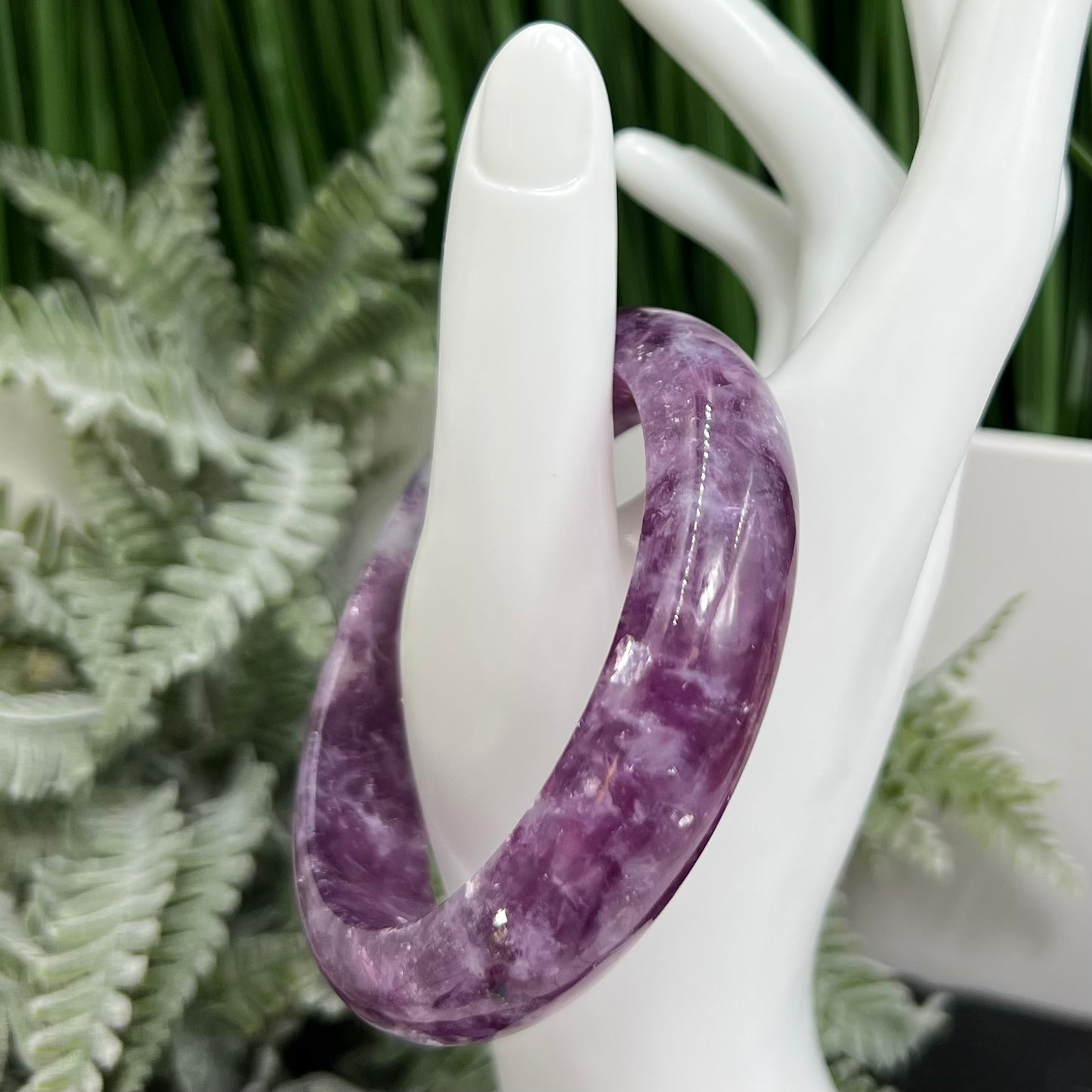 Lepidolite Purple Mica Bangle Wearable Crystal 58mm Diameter