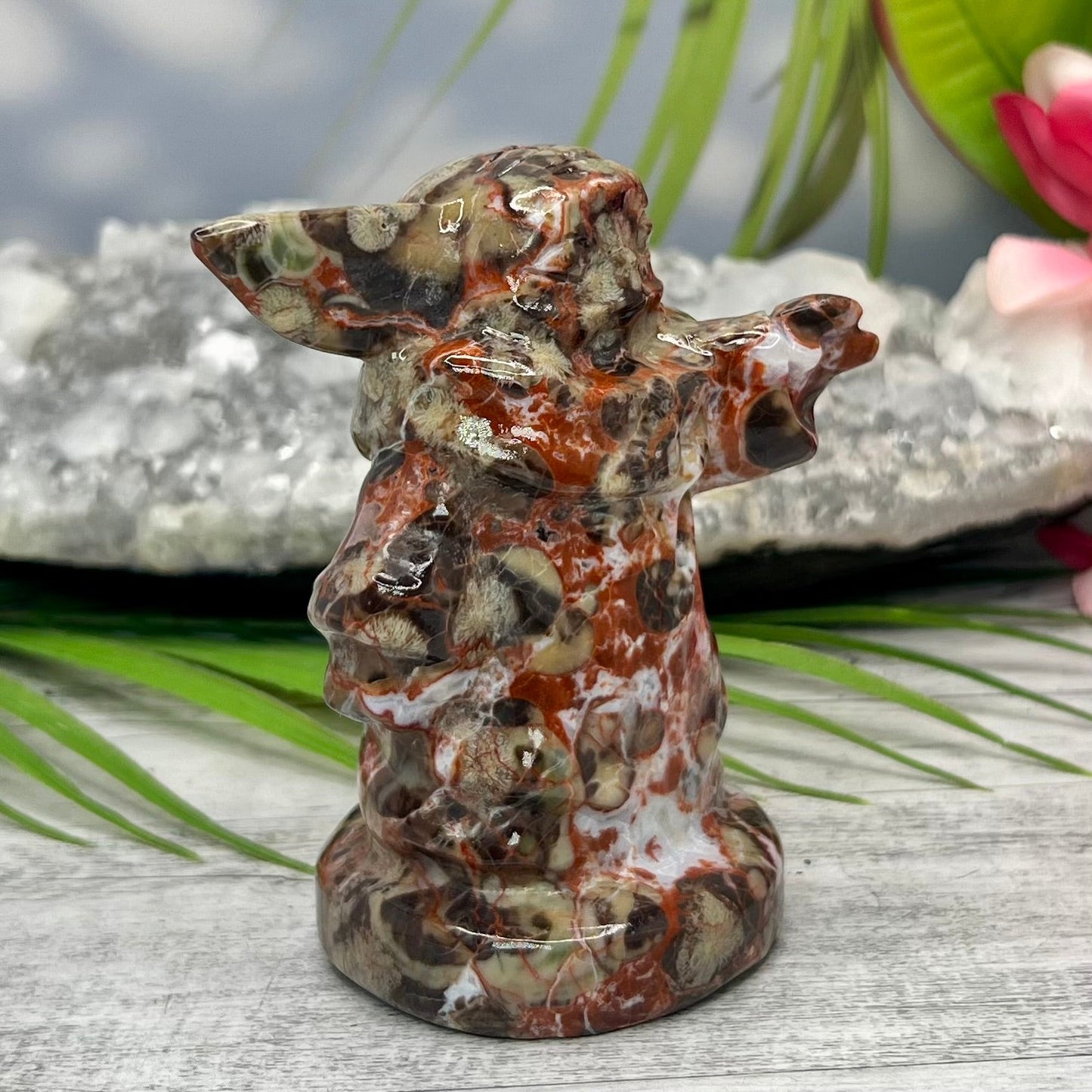 Indonesia Agate Star Wars Crystal Yoda Quartz Carved 366g 105mm