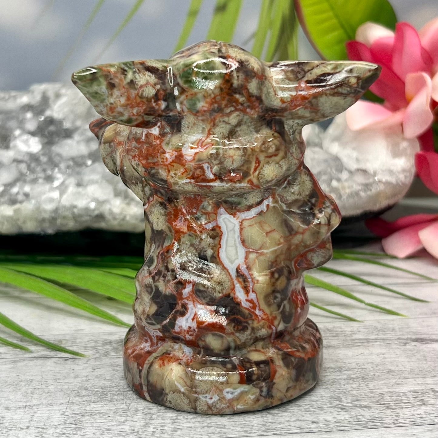 Indonesia Agate Star Wars Crystal Yoda Quartz Carved 366g 105mm