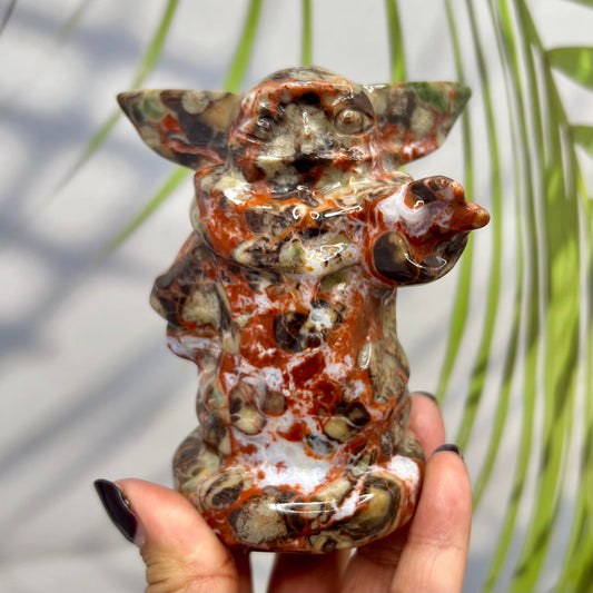 Indonesia Agate Star Wars Crystal Yoda Quartz Carved 366g 105mm