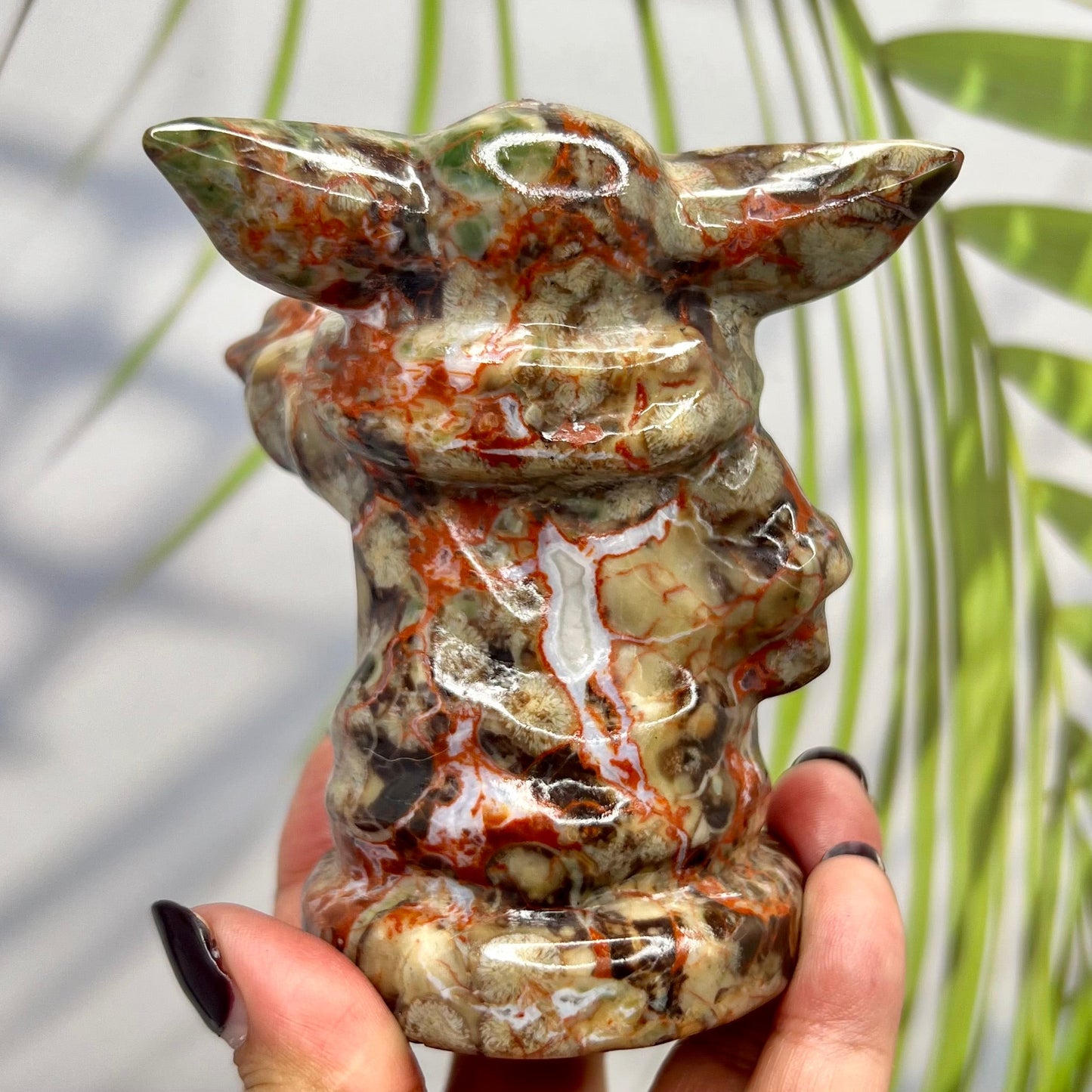 Indonesia Agate Star Wars Crystal Yoda Quartz Carved 366g 105mm