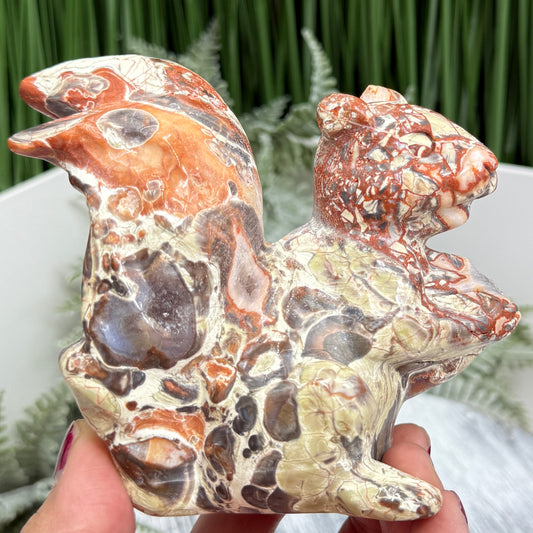 Money Agate Squirrel Animal Critter Crystal Carving 481g