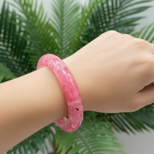 Rhodonite in Quartz Bangle Gemstone Jewellery Crystal 58mm Diameter