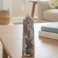 Black Flower Agate Tower Healing Crystal Generator 122g 96mm