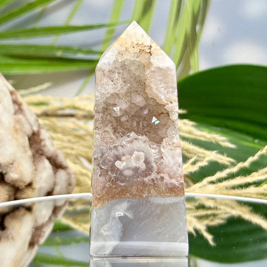 Flower Agate Tower Healing Crystal Generator 77g 77mm