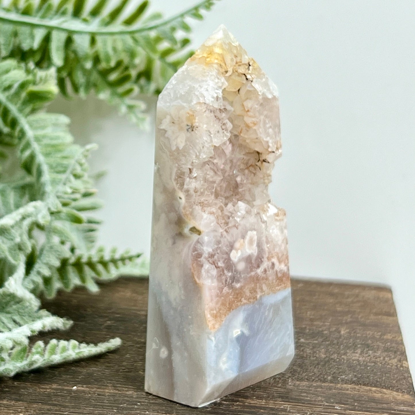 Flower Agate Tower Healing Crystal Generator 77g 77mm