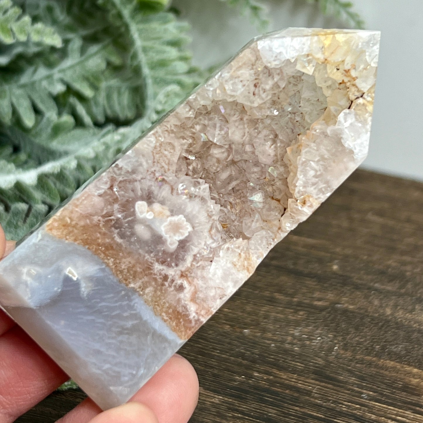 Flower Agate Tower Healing Crystal Generator 77g 77mm
