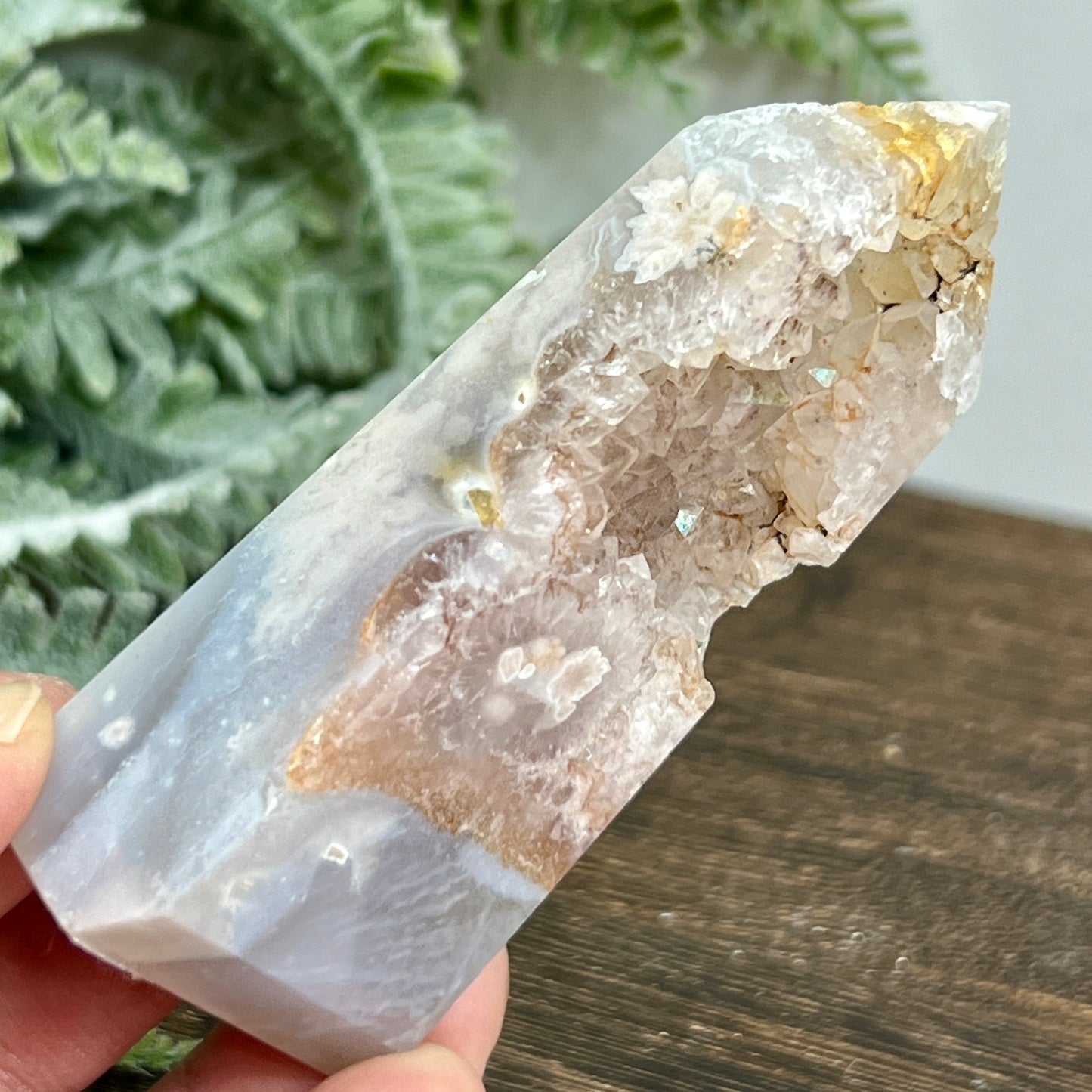 Flower Agate Tower Healing Crystal Generator 77g 77mm