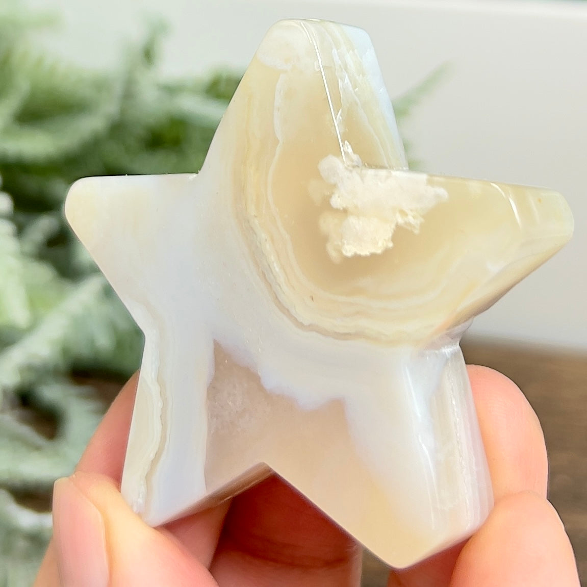 Flower Agate Star Healing Crystal Carving 62g