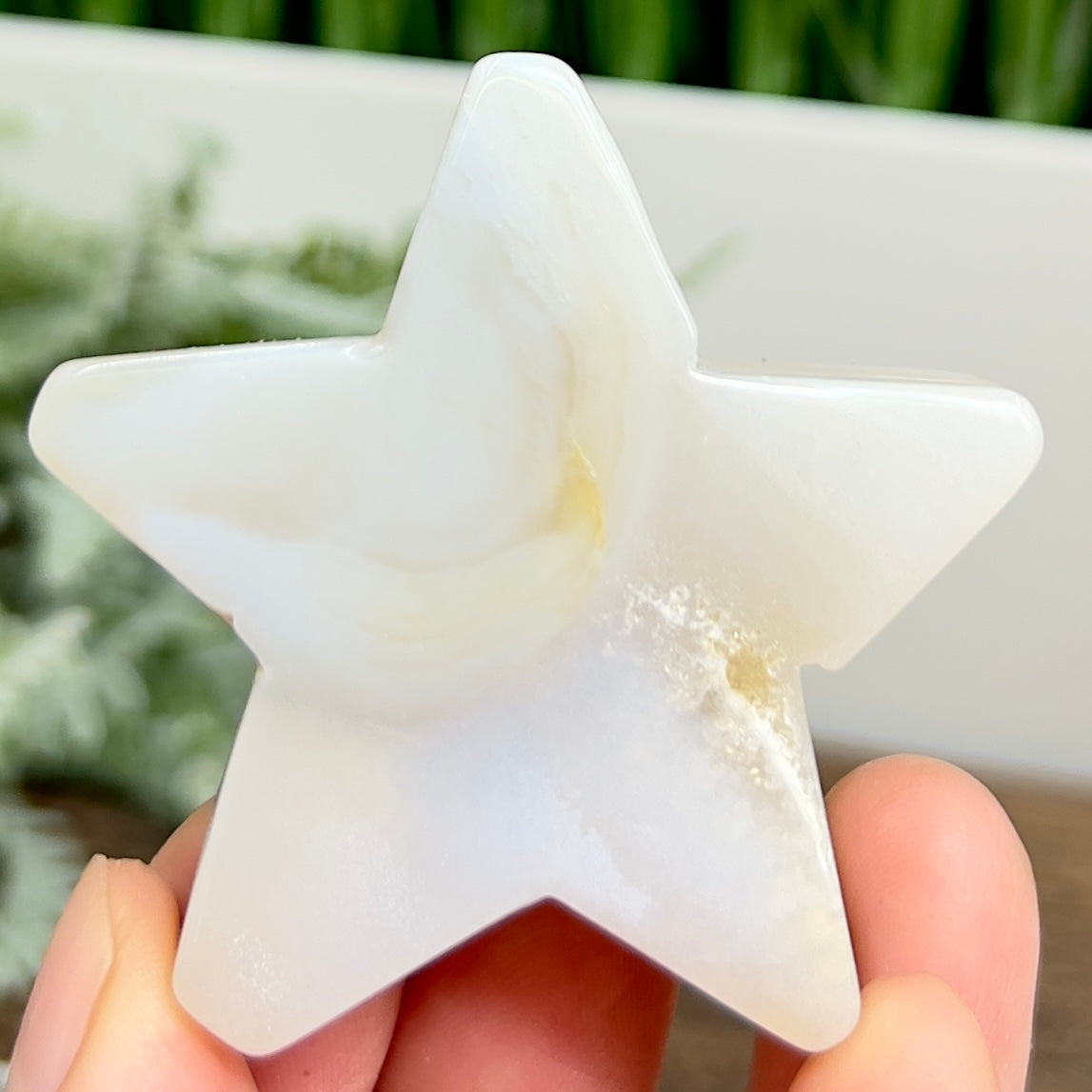 Flower Agate Star Healing Crystal Carving 62g