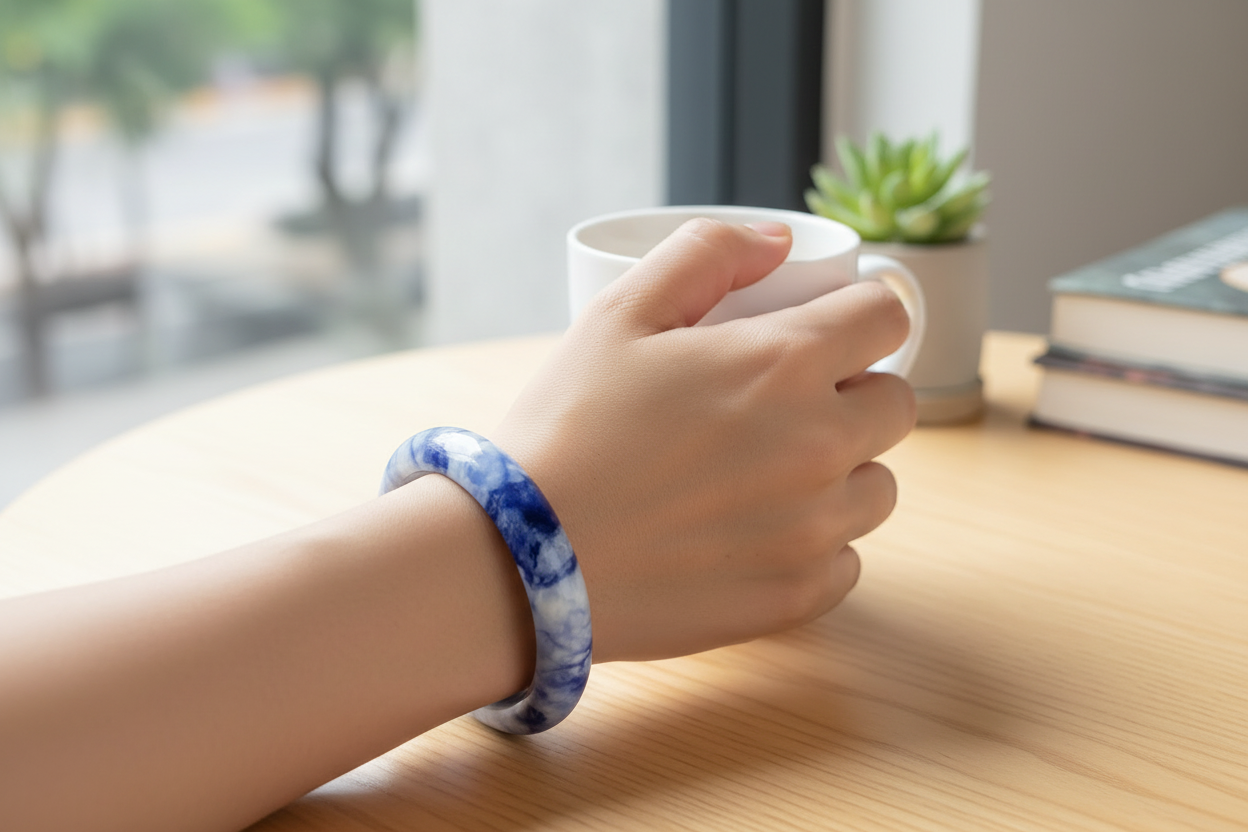 Blue Sodalite Bangle Gemstone Jewellery Crystal 60mm Diameter