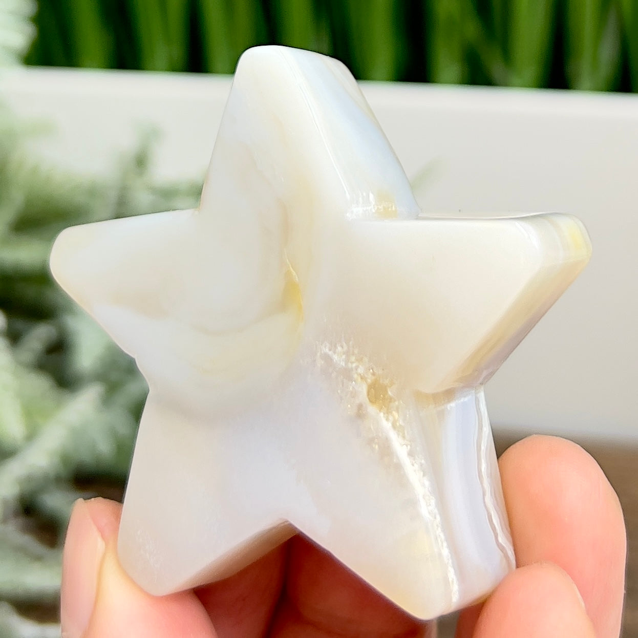 Flower Agate Star Healing Crystal Carving 62g