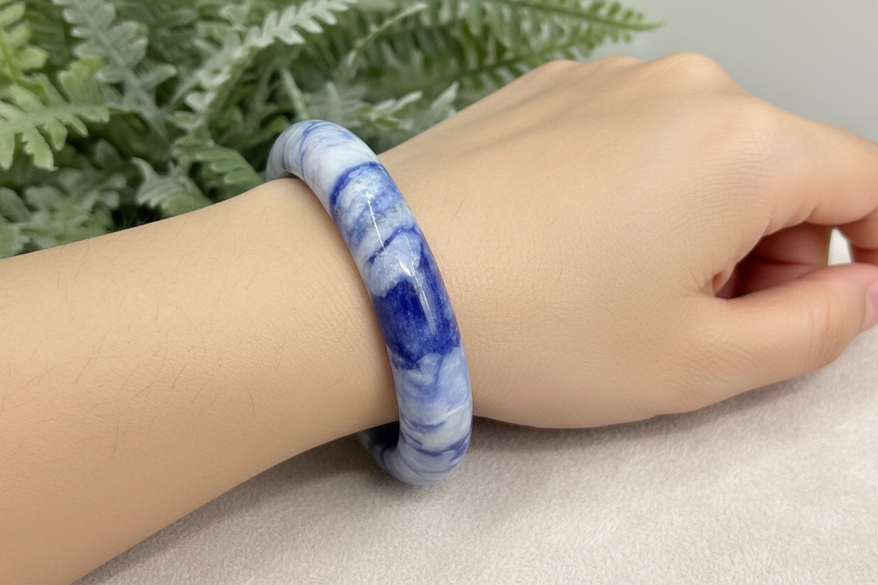 Blue Sodalite Bangle Gemstone Jewellery Crystal 60mm Diameter