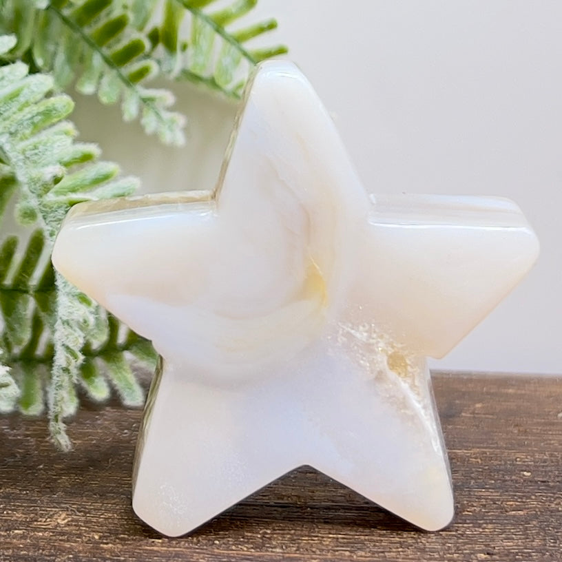 Flower Agate Star Healing Crystal Carving 62g