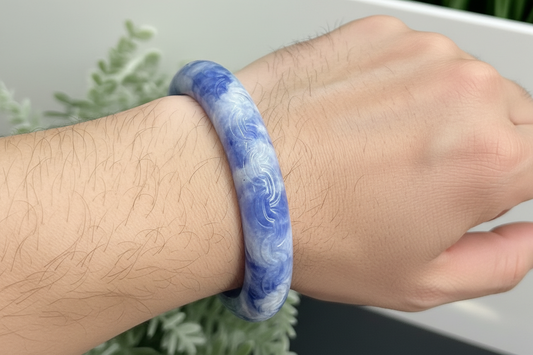 Blue Sodalite Bangle Gemstone Jewellery Crystal 61mm Diameter