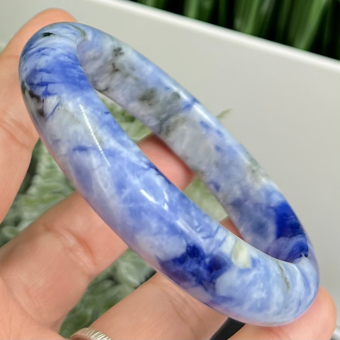 Blue Sodalite Bangle Gemstone Jewellery Crystal 61mm Diameter