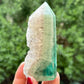 Green Fluorite with Quartz Tower Natural Crystal Generator 282g 106mm