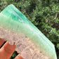 Green Fluorite with Quartz Tower Natural Crystal Generator 282g 106mm