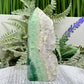 Green Fluorite with Quartz Tower Natural Crystal Generator 282g 106mm