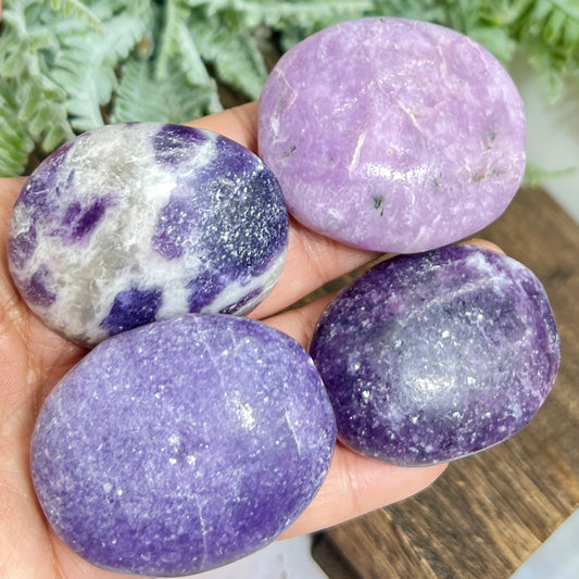 Lepidolite Purple Mica Palm Stones Meditation Crystals YOU CHOOSE