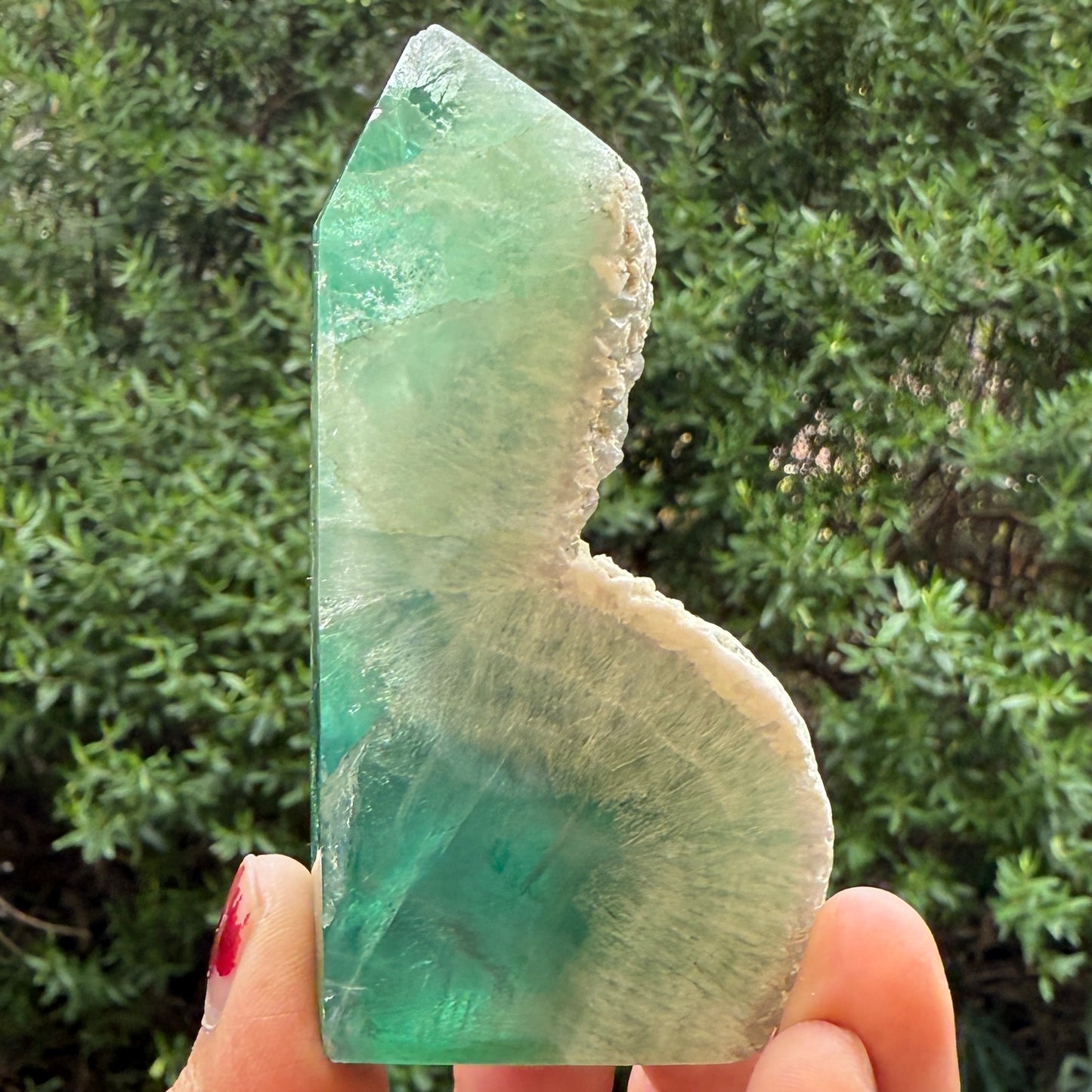 Green Fluorite with Quartz Tower Natural Crystal Generator 202g 88mm