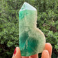 Green Fluorite with Quartz Tower Natural Crystal Generator 202g 88mm