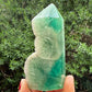 Green Fluorite with Quartz Tower Natural Crystal Generator 202g 88mm