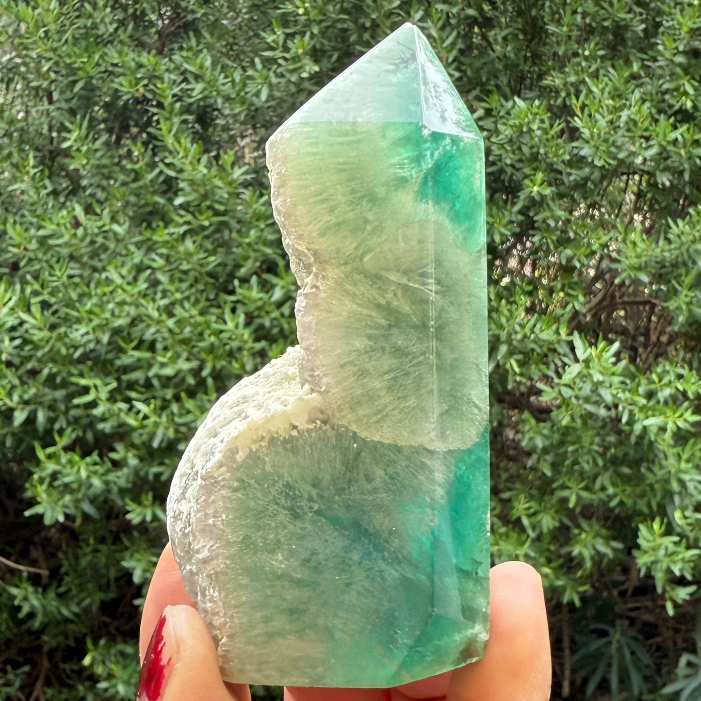 Green Fluorite with Quartz Tower Natural Crystal Generator 202g 88mm