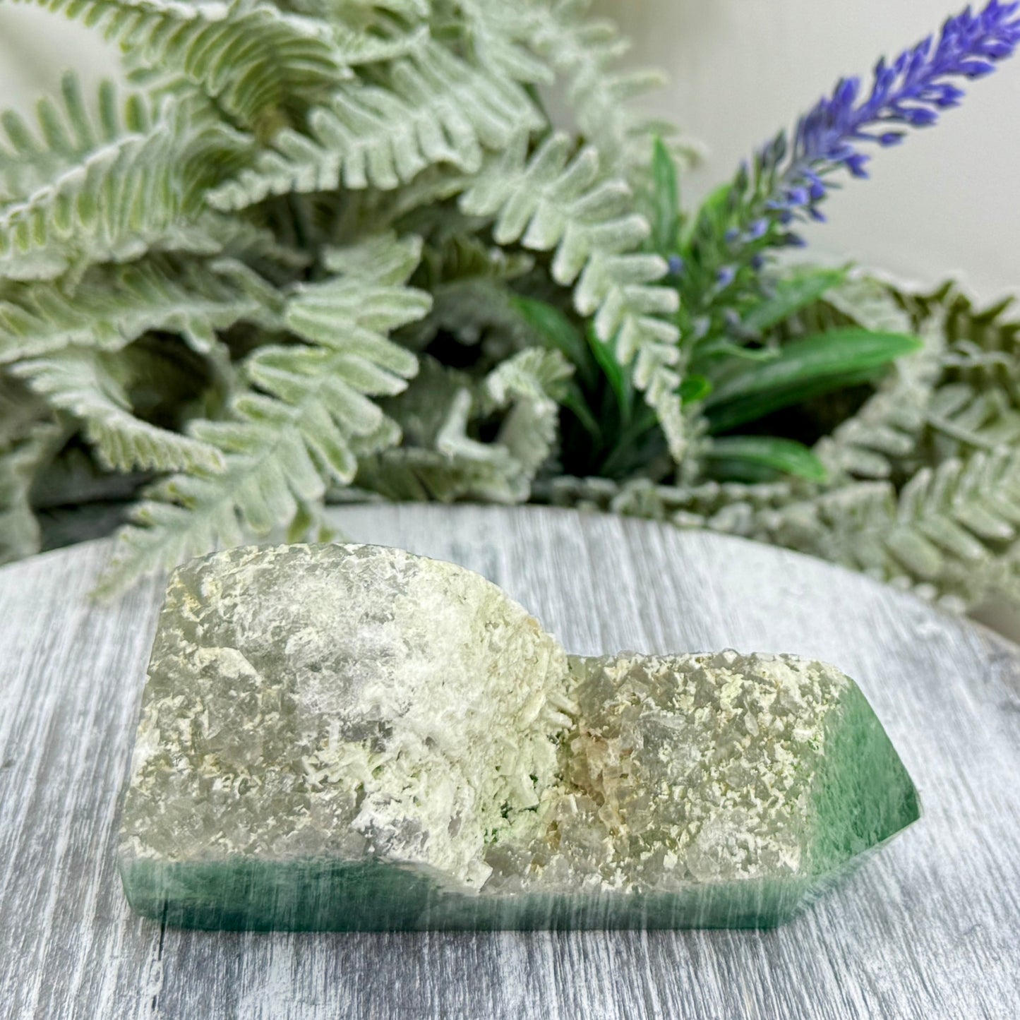 Green Fluorite with Quartz Tower Natural Crystal Generator 202g 88mm