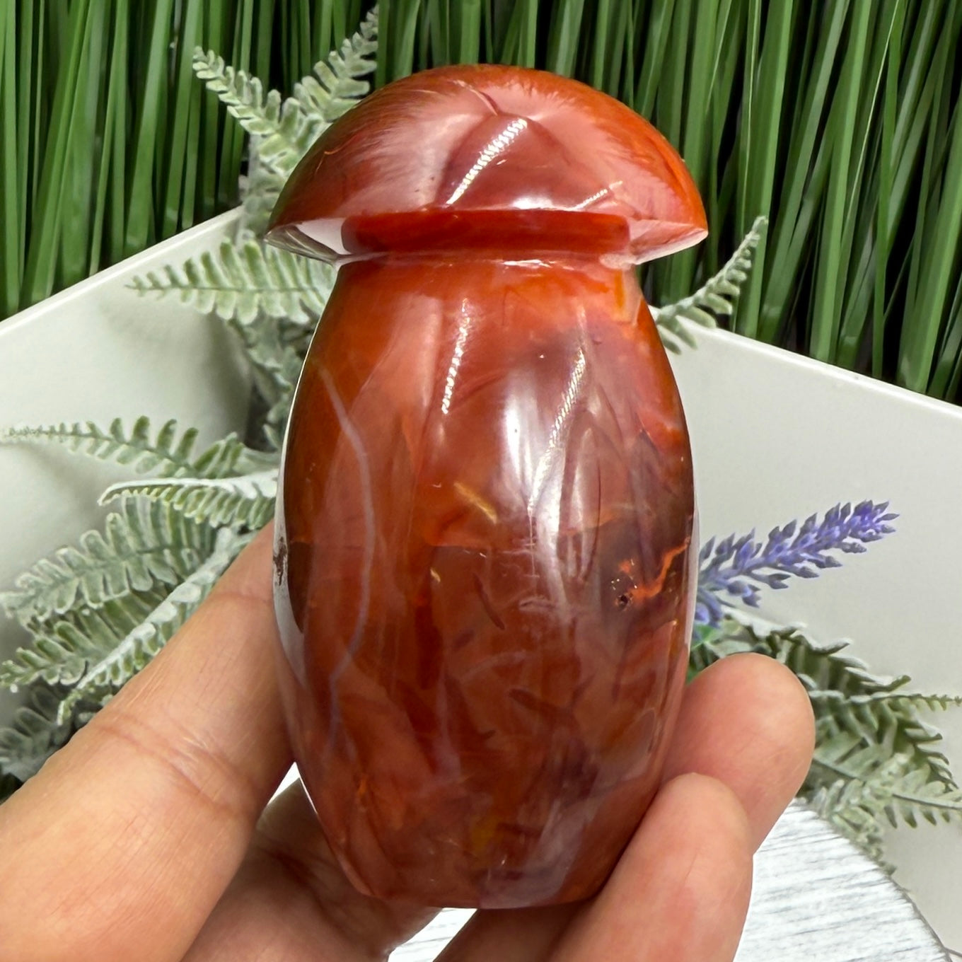 Carnelian Mushroon Healing Crystal Ornament 224g
