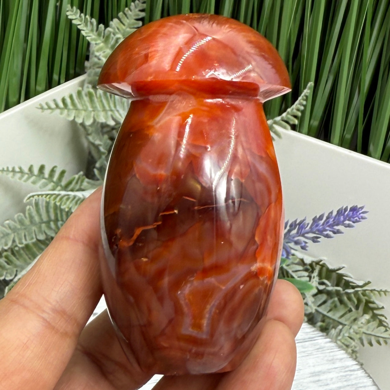 Carnelian Mushroon Healing Crystal Ornament 224g