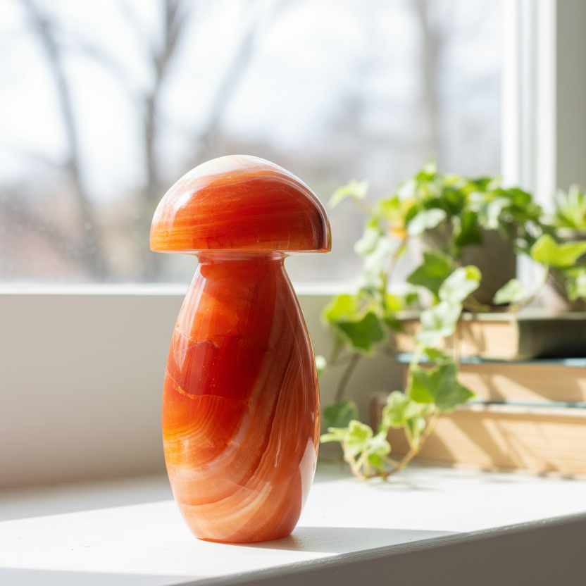 Carnelian Mushroon Healing Crystal Ornament 192g