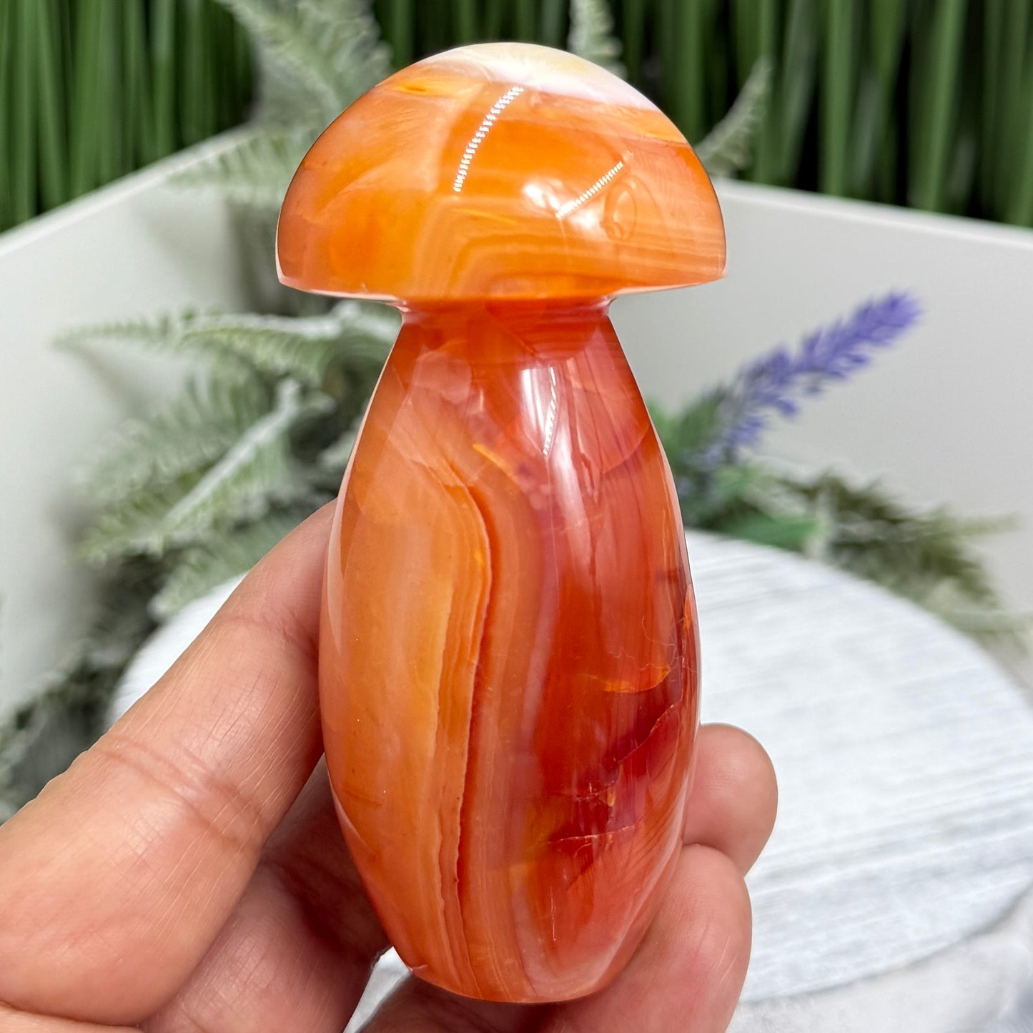 Carnelian Mushroon Healing Crystal Ornament 192g
