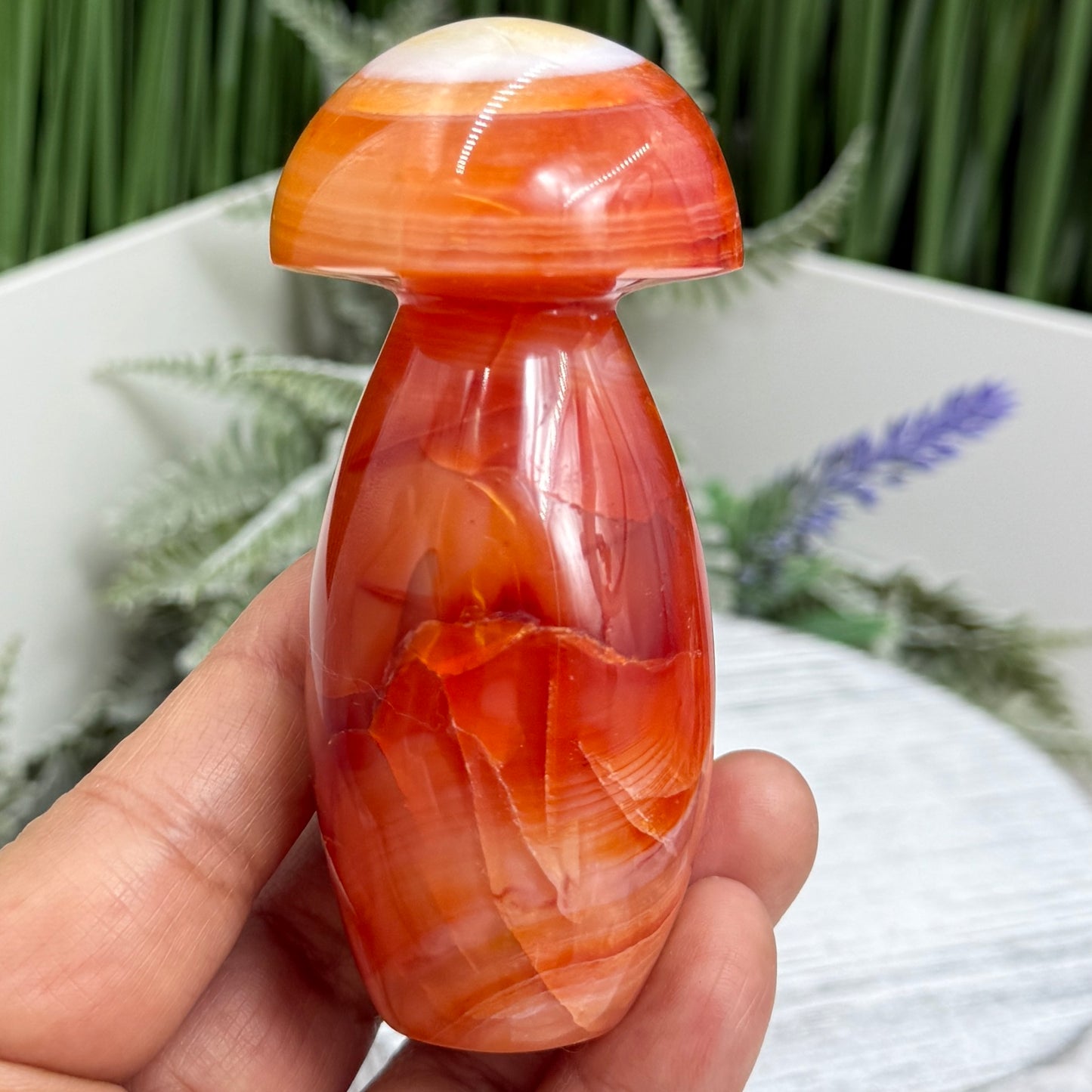 Carnelian Mushroon Healing Crystal Ornament 192g