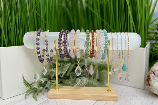 Satin Spar Selenite Jewellery Bracelet Bangle Holder Crystal Gemstone Stand