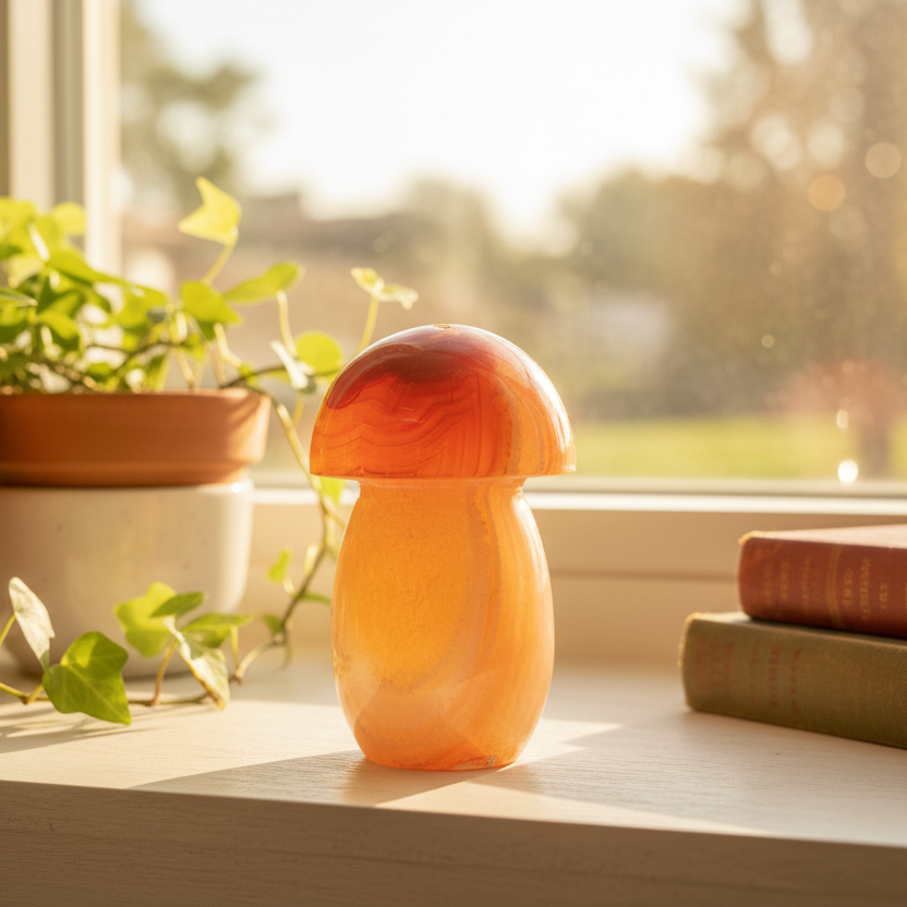 Carnelian Mushroon Healing Crystal Ornament 156g