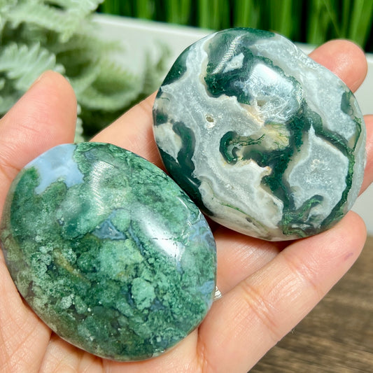 Moss Agate Palm Stones Meditation Crystal YOU CHOOSE