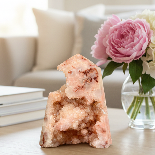 Agate Pink Tower Geode Sparkly Healing Crystal Generator 141g