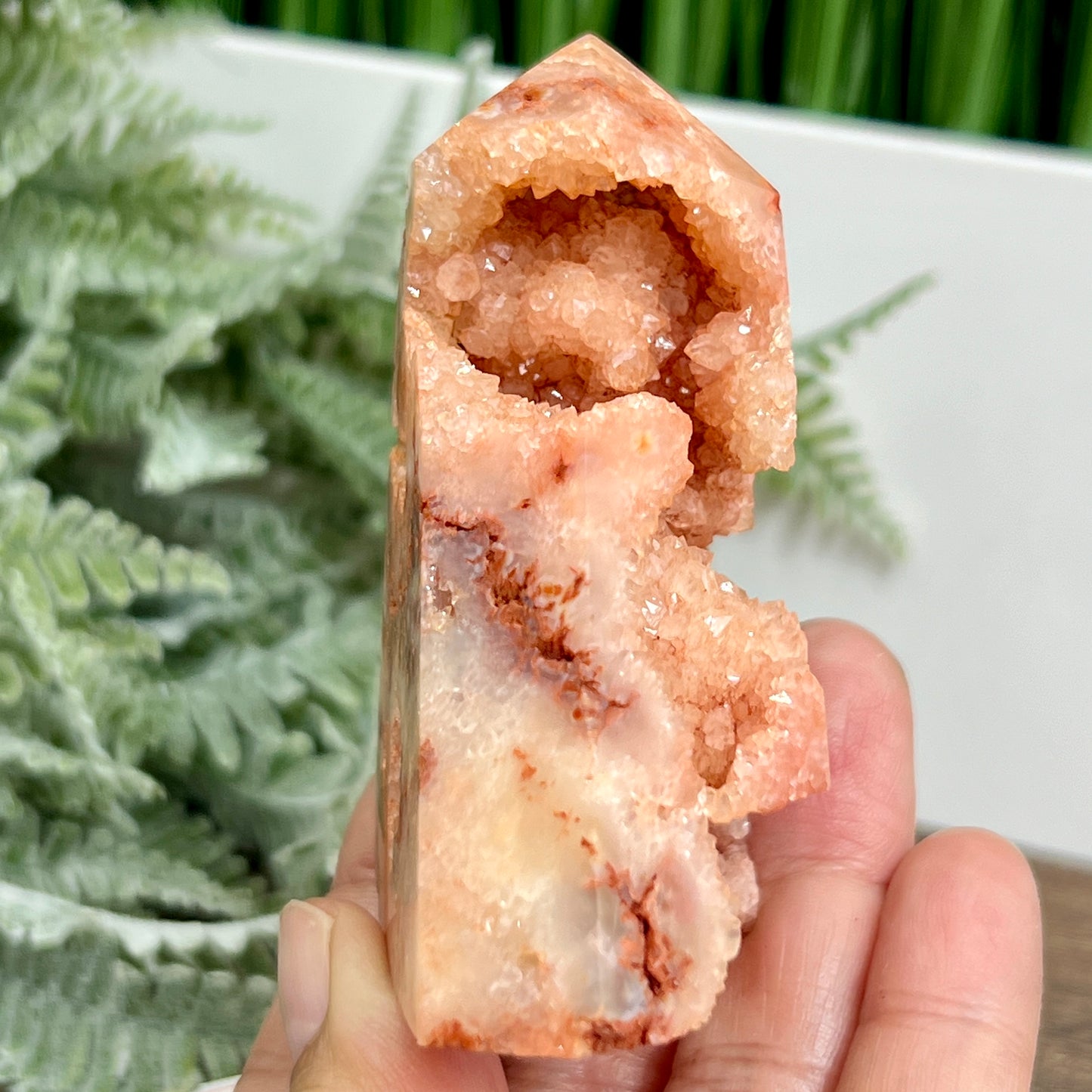 Agate Pink Tower Geode Sparkly Healing Crystal Generator 141g