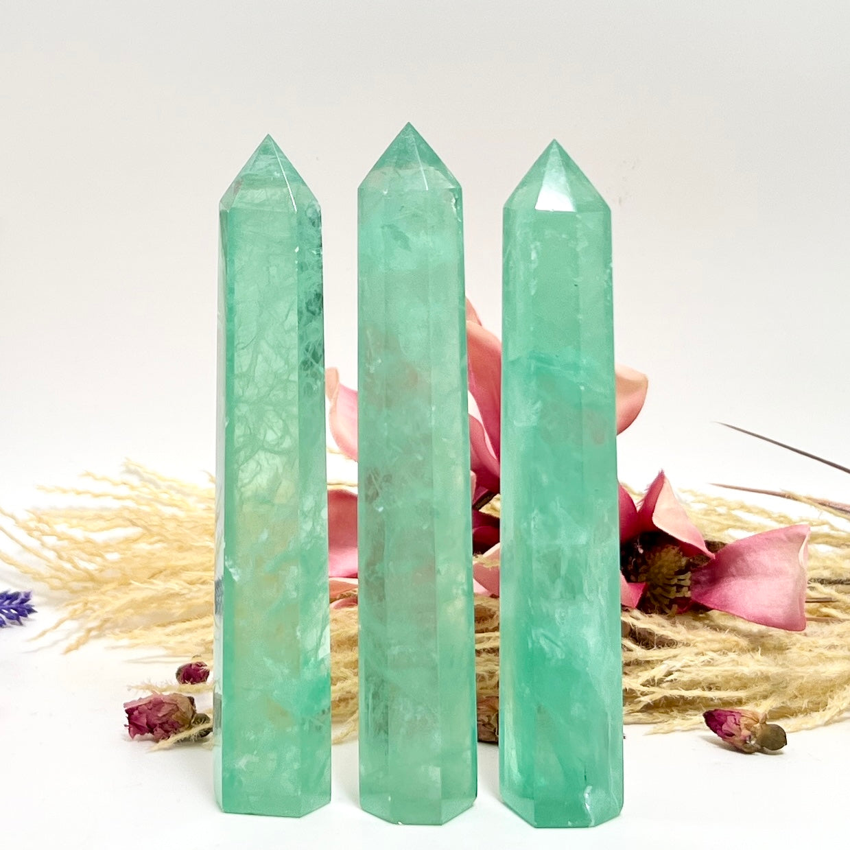 Green Fluorite Points Towers Translucent Crystal Generators YOU CHOOSE