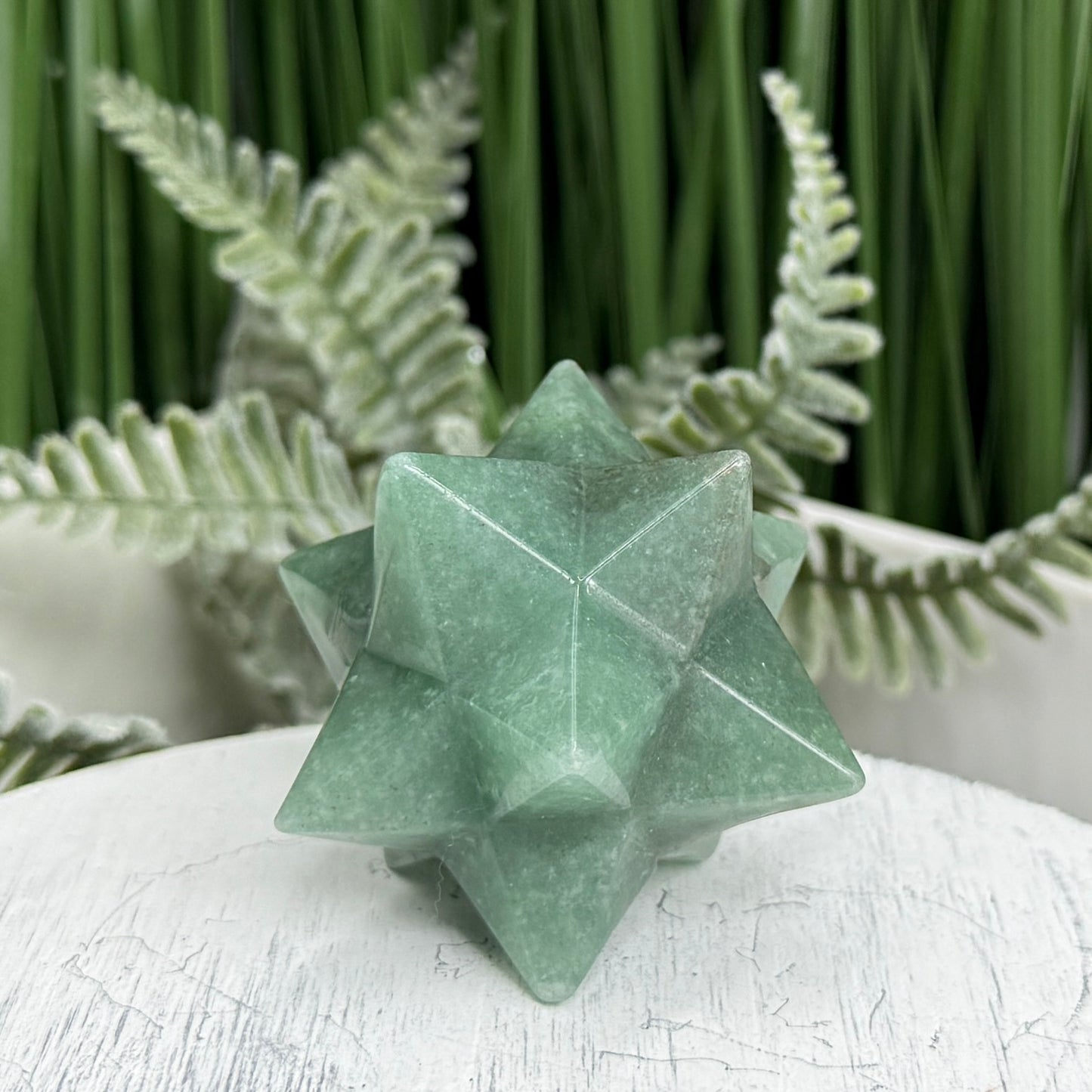 Green Aventurine Merkabah Stone of Opportunity Crystal Carving 76g