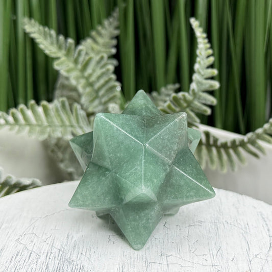 Green Aventurine Merkabah Stone of Opportunity Crystal Carving 76g